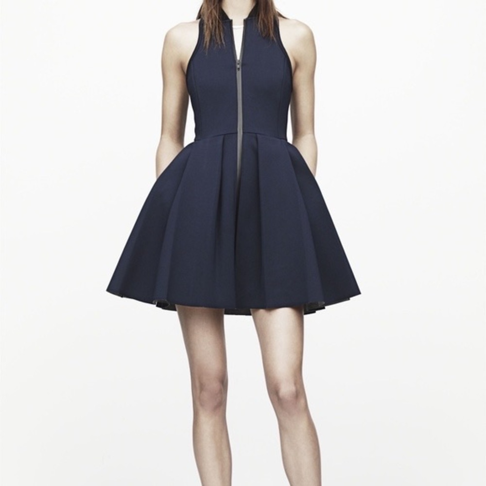 T by Alexander Wang Pleated Neoprene Scuba Dress